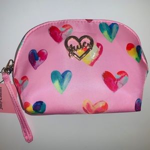 Juicy Couture Makeup Bag Wristlet Rainbow Hearts NEW